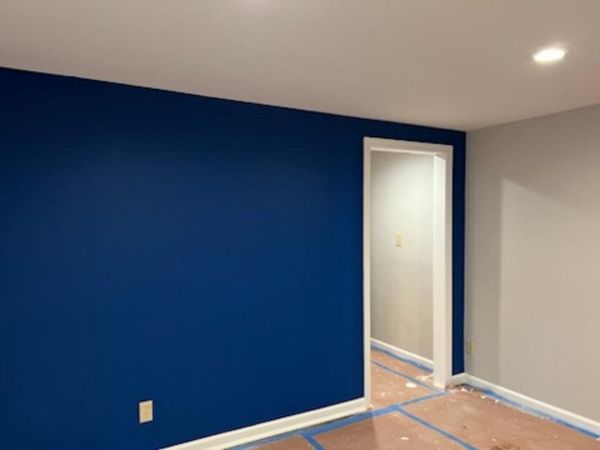 Deep navy accent wall